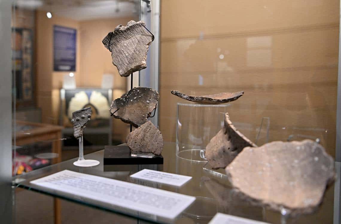 A collection of objects found in Southwestern Pennsylvania that are representative of the Late Woodland Period in Pennsylvania on display at the Matson Museum of Anthropology on the Penn State campus on Feb. 14. No human remains or known sacred objects are on display and were officially removed from the museum’s listed holdings in 1987. They’ve remained in storage ever since. Abby Drey adrey@centredaily.com