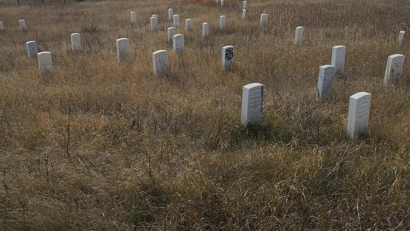 Gravestones at Little Bighorn Battlefield National Monument.