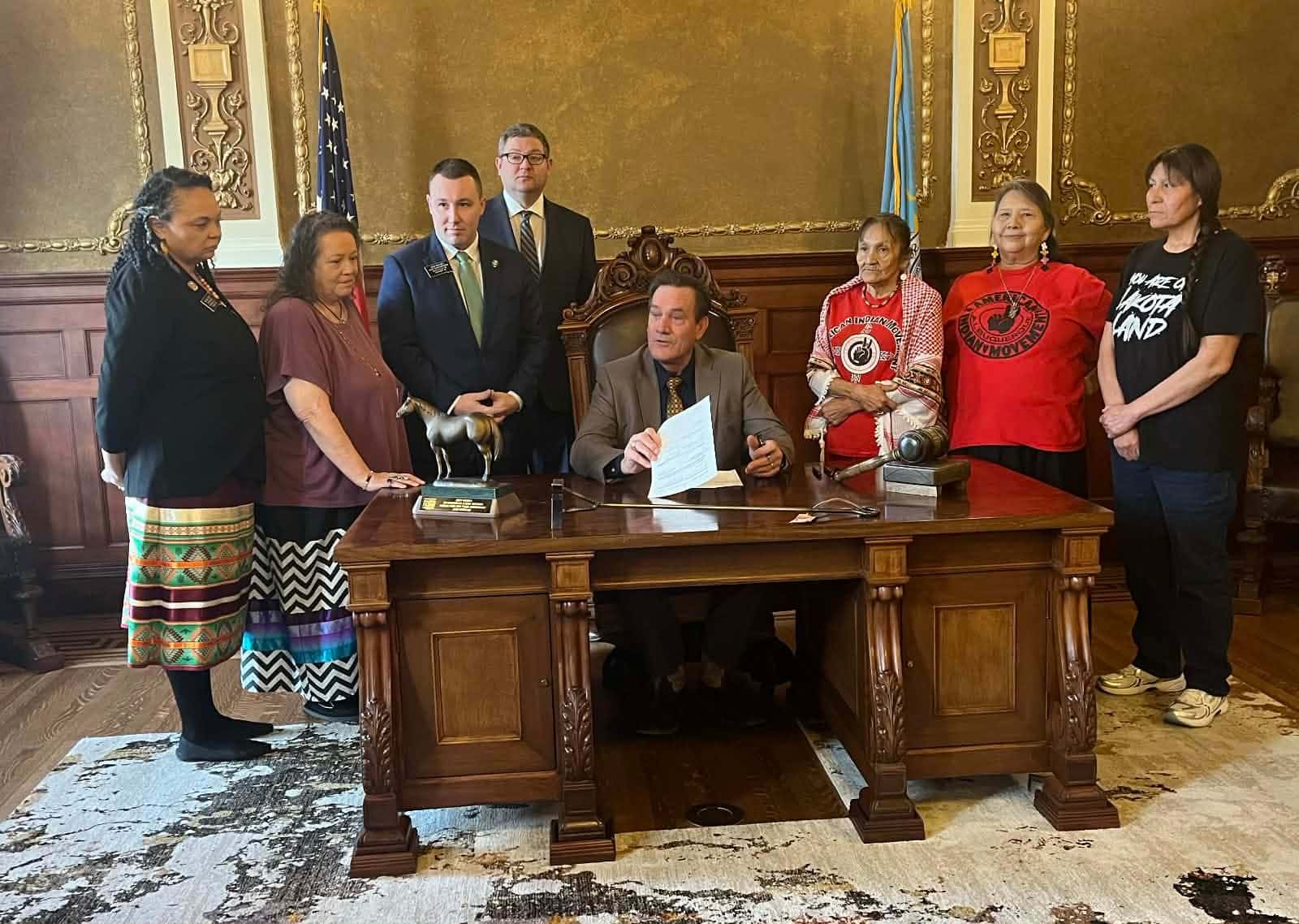 Craven Canyon intervenors attend the signing of Helen’s Law by South Dakota Governor Larry Rhoden, Pierre, South Dakota.