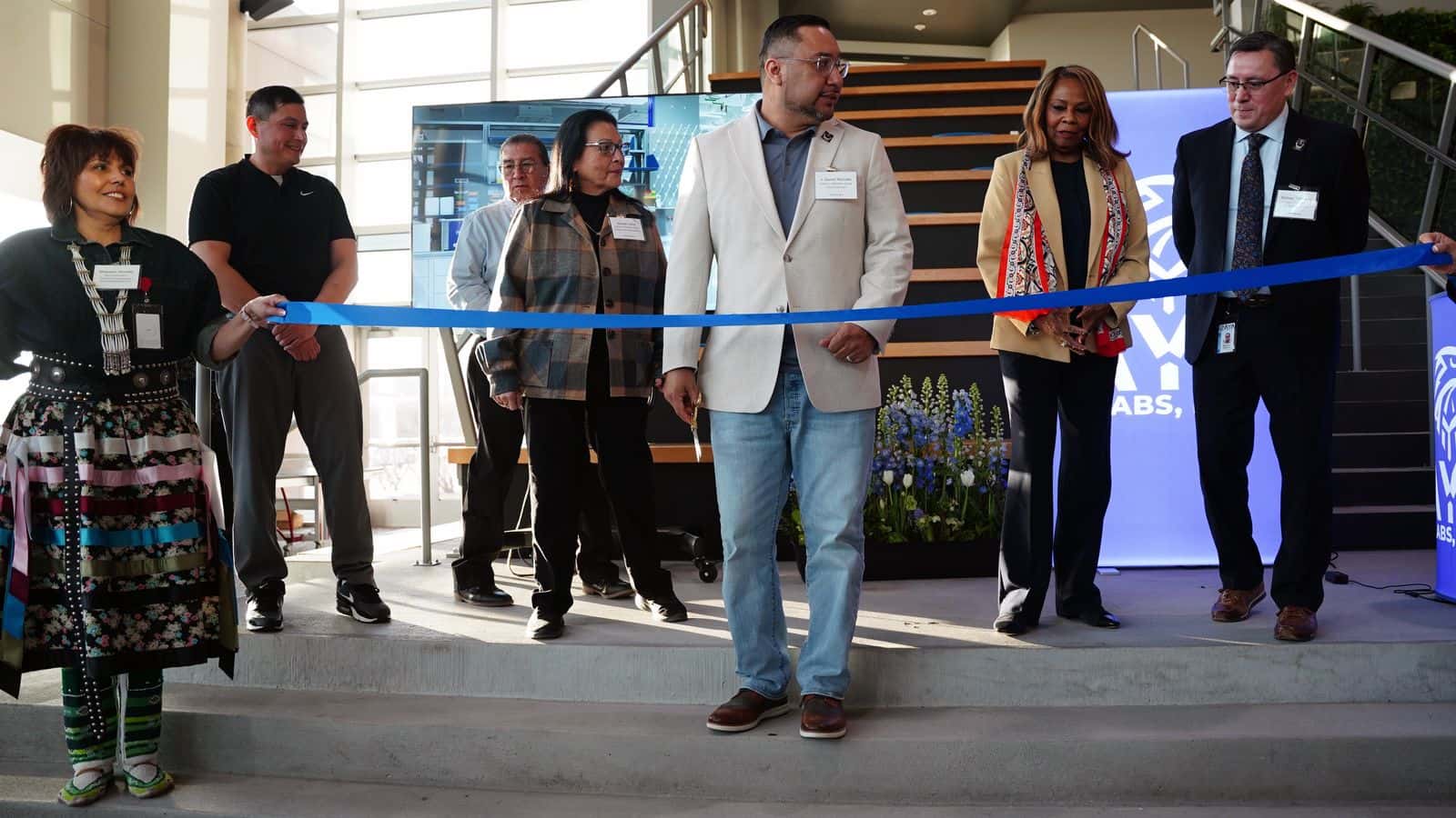 Sisseton Wahpeton Oyate Tribal Chairman J. Garret Renville celebrated the grand opening of Aya Labs in Oakdale, Minnesota, with a ribbon cutting ceremony.