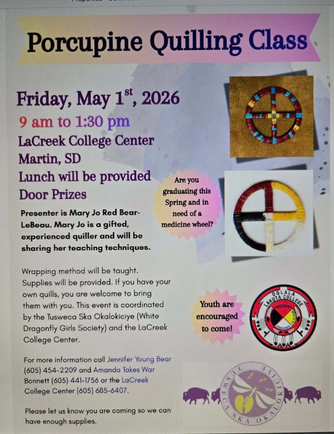 Porcupine quilling class set for May 1 in Martin