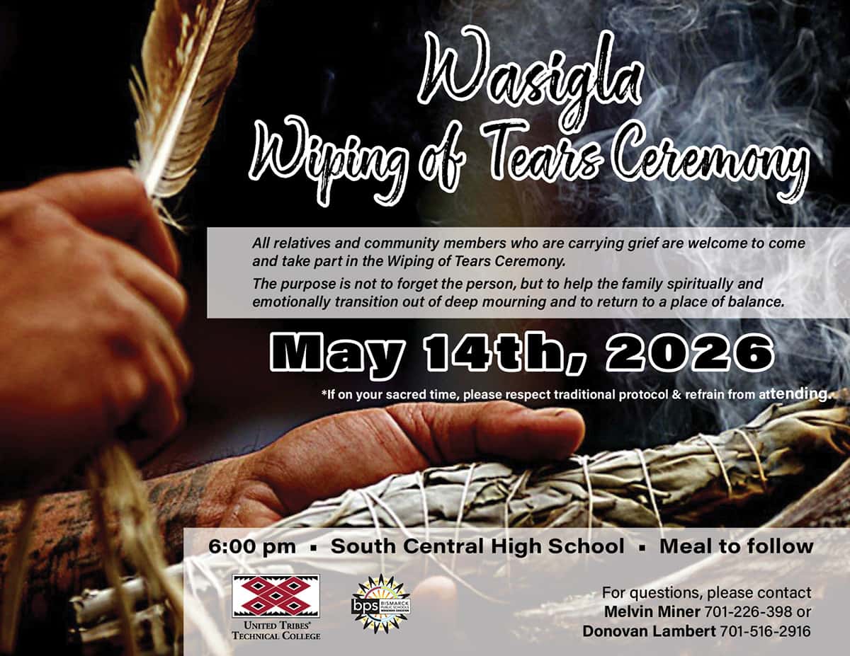 Wiping of Tears Ceremony planned May 14 in Bismarck
