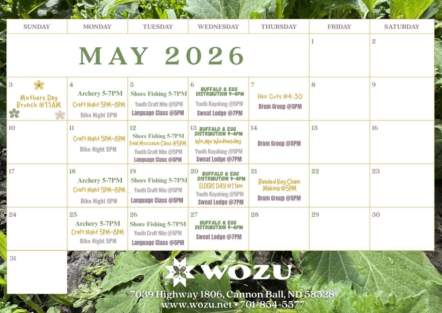 Wozu announces May community events in Cannon Ball