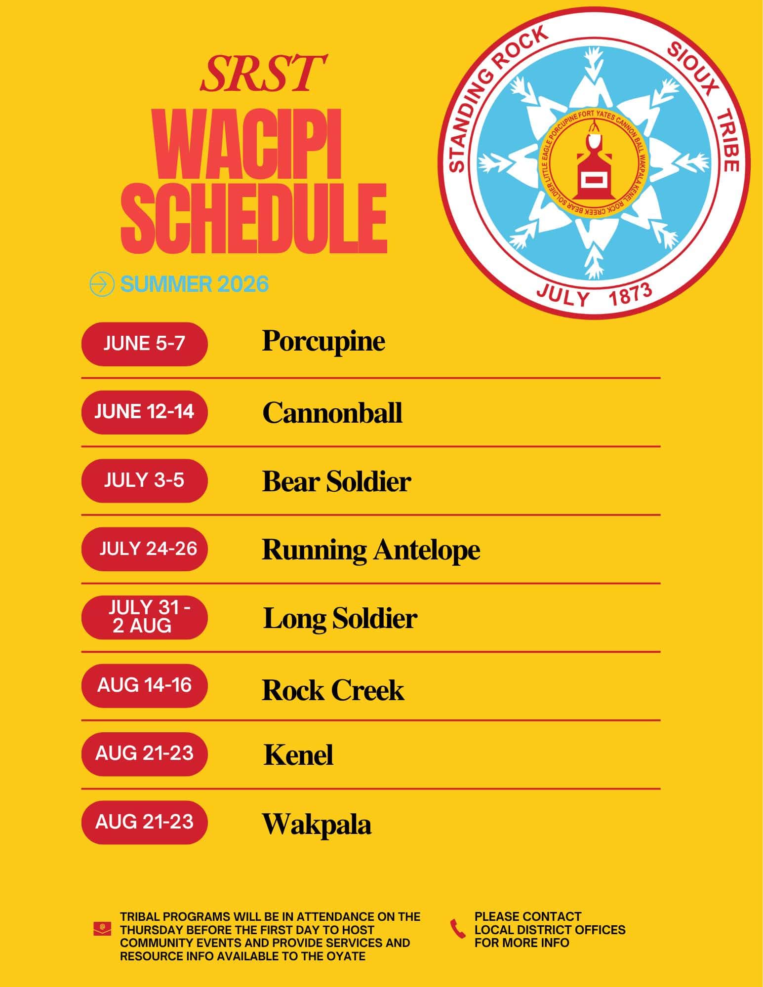 Standing Rock Sioux Tribe releases 2026 summer wacipi schedule
