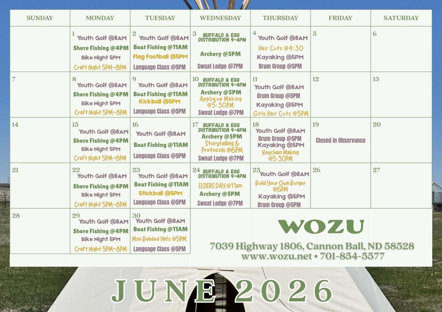 Wozu releases June schedule of youth and community activities