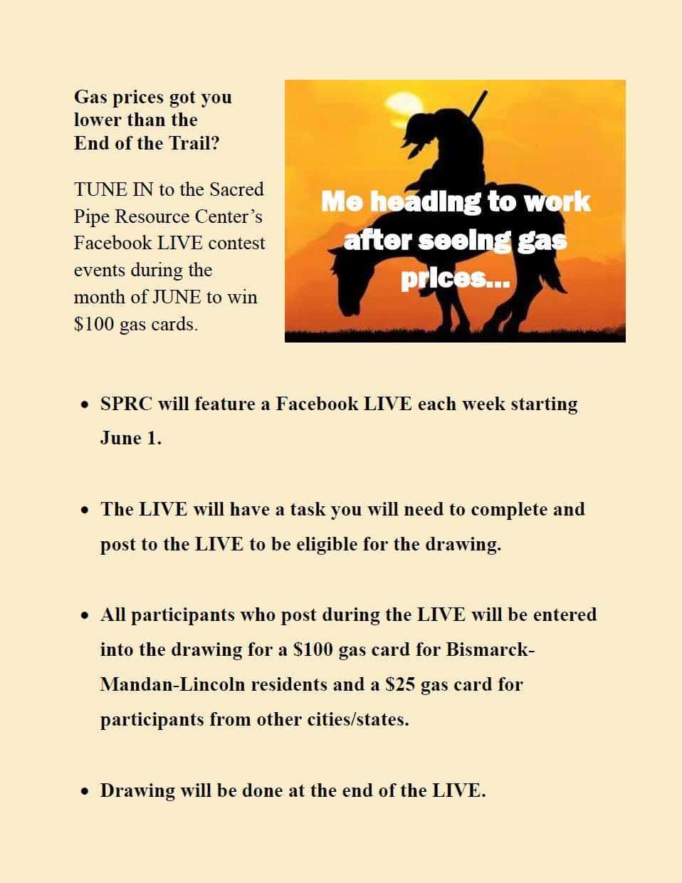 Sacred Pipe Resource Center launches June gas card giveaway