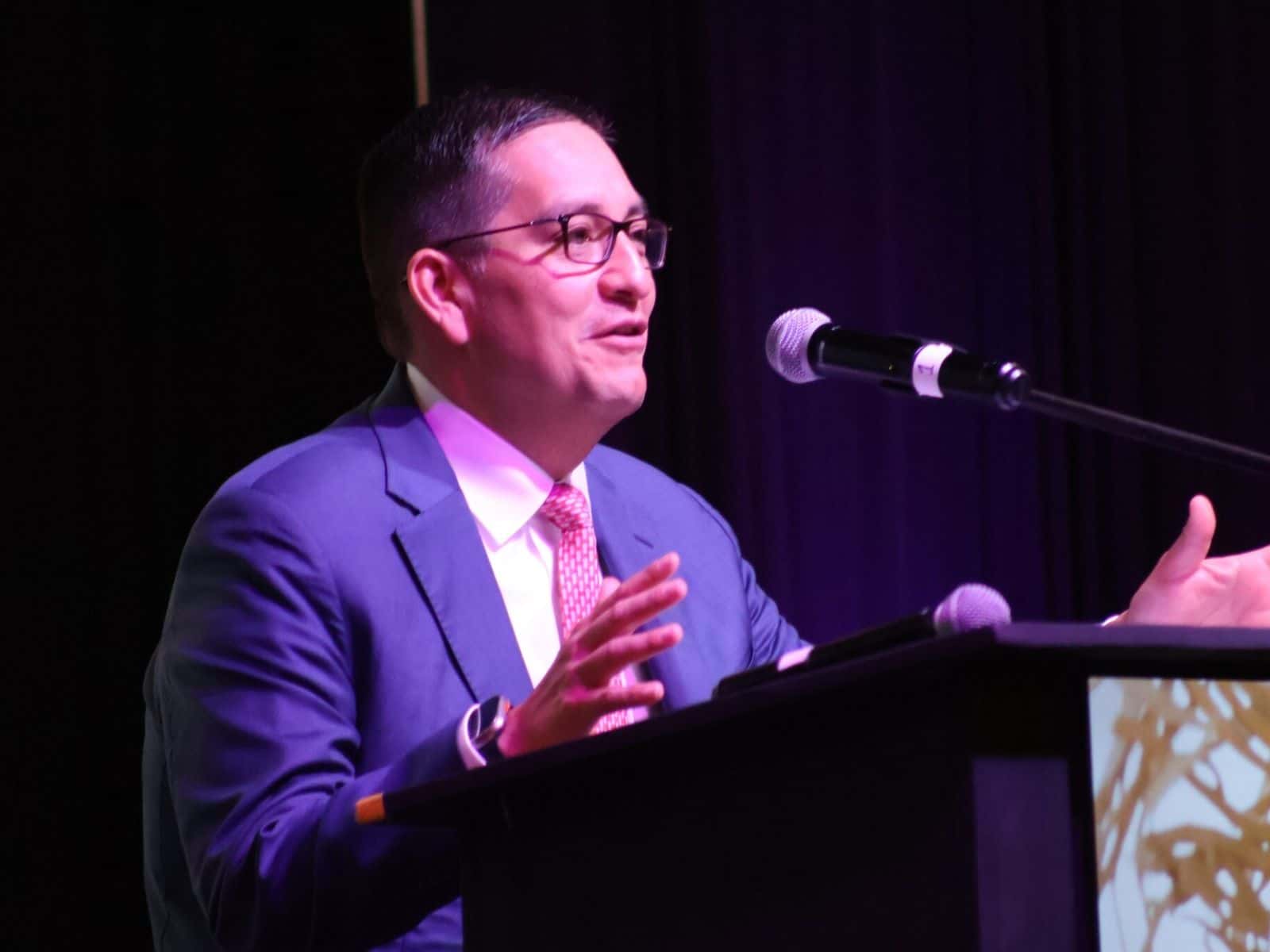 Billy Kirkland, assistant secretary for Indian Affairs for President Donald Trump’s administration, delivers the keynote address for the 2026 Government to Government Conference at the Bismarck Event Center on June 3, 2026.