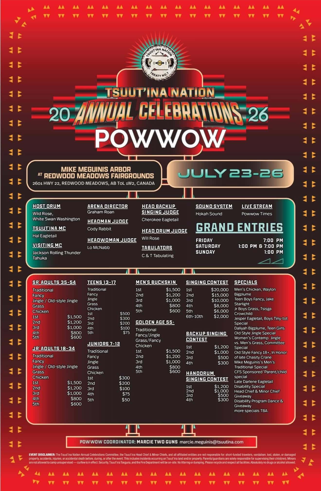 Tsuut’ina Nation announces dates for 2026 Annual Celebrations Powwow