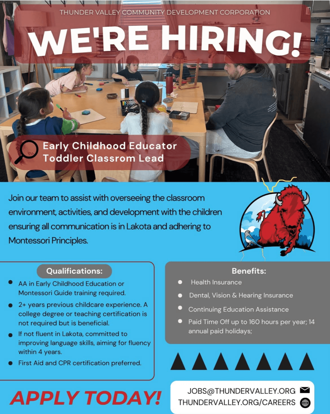 Thunder Valley seeks early childhood educator for Lakota immersion classroom
