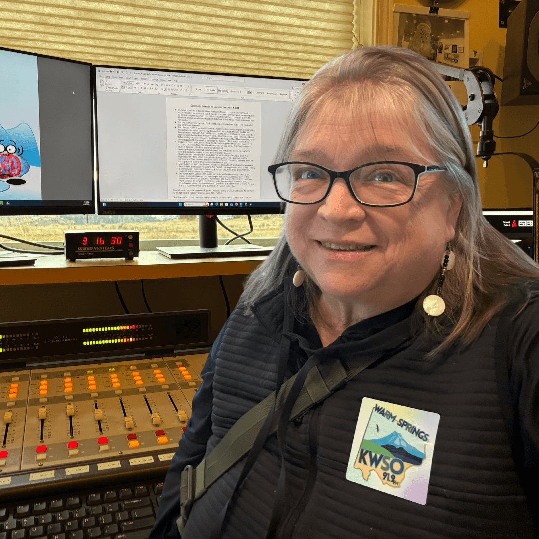 Sue Matters, station manager at KWSO, works in her studio.