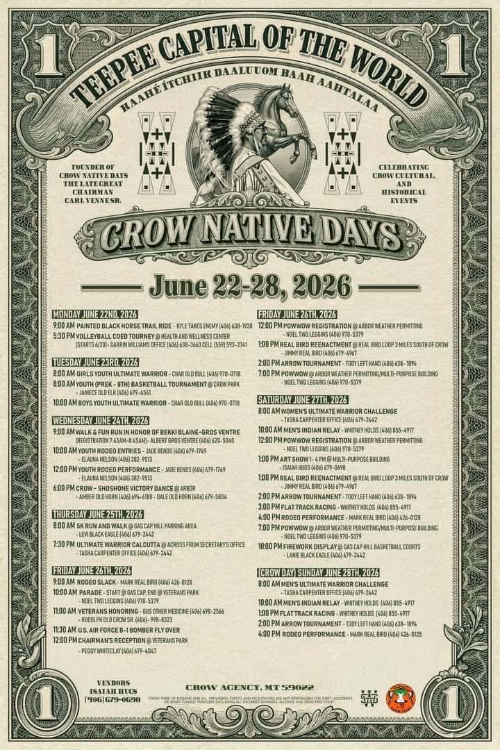 Crow Native Days scheduled for June 22-28 in Crow Agency