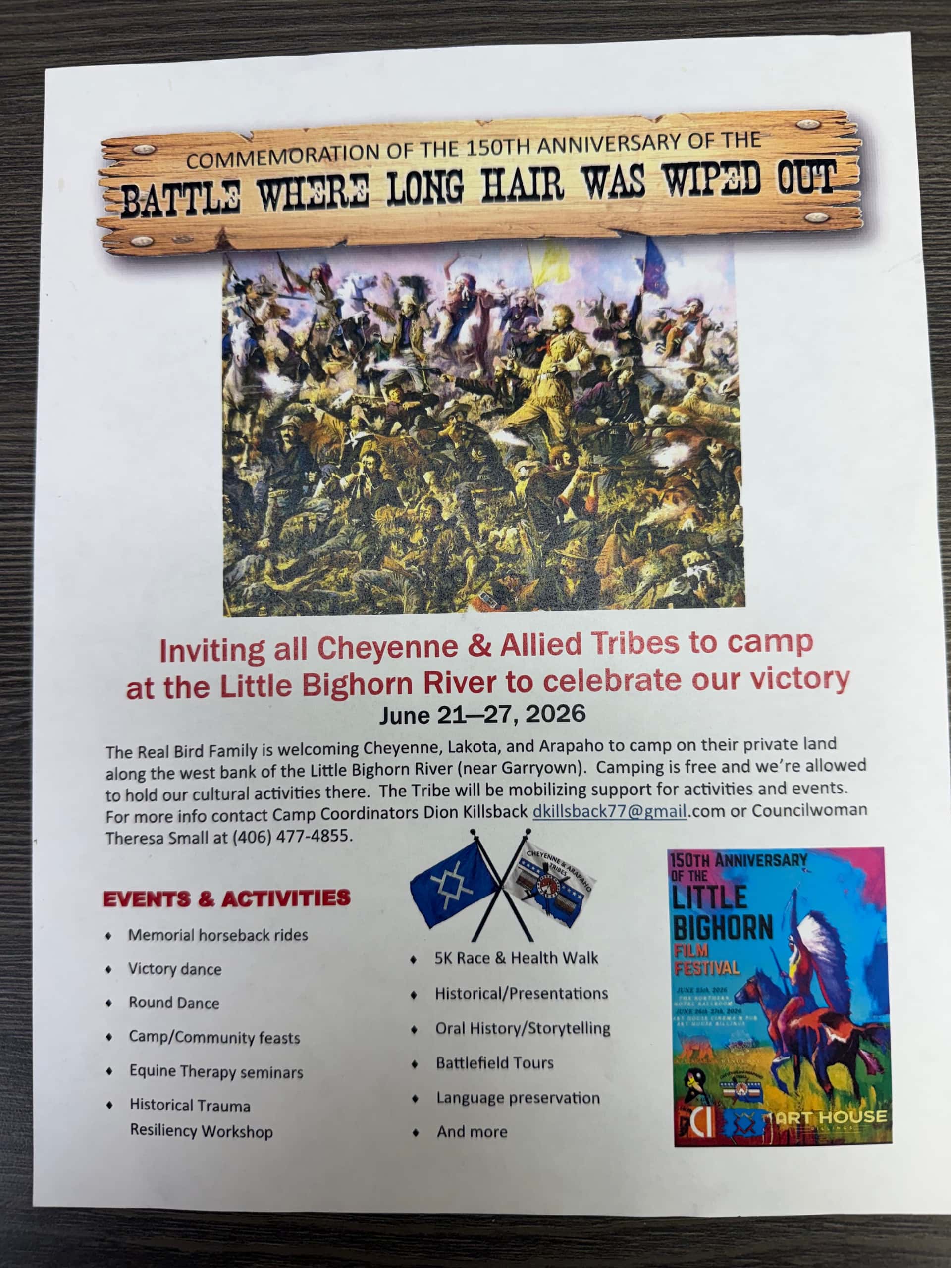 Cheyenne and allied tribes invited to camp along Little Bighorn River during 150th anniversary commemoration