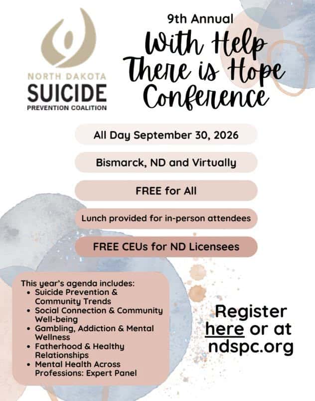 North Dakota Suicide Prevention Coalition to host annual conference Sept. 30
