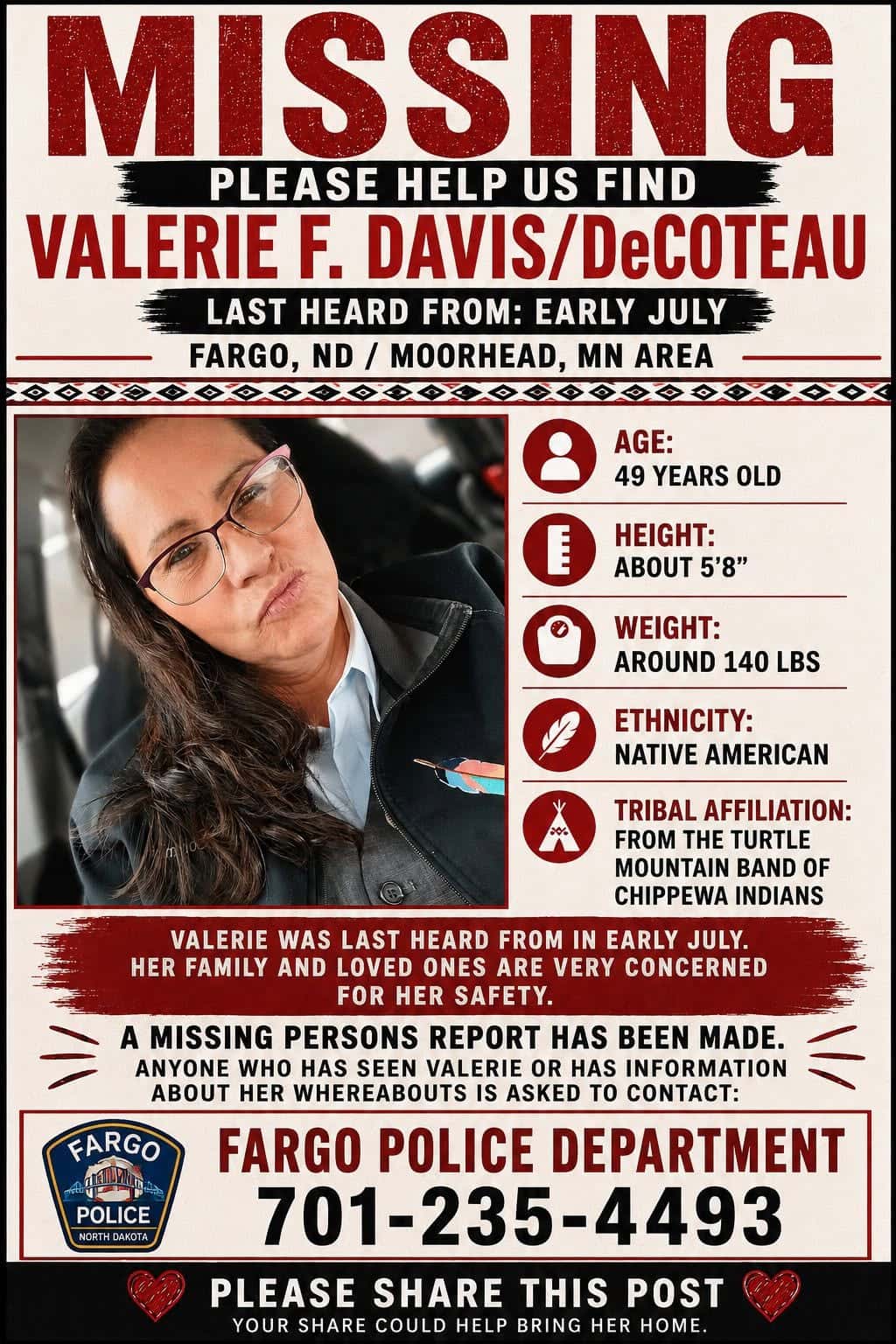 Public asked to help locate Valerie F. Davis/DeCoteau