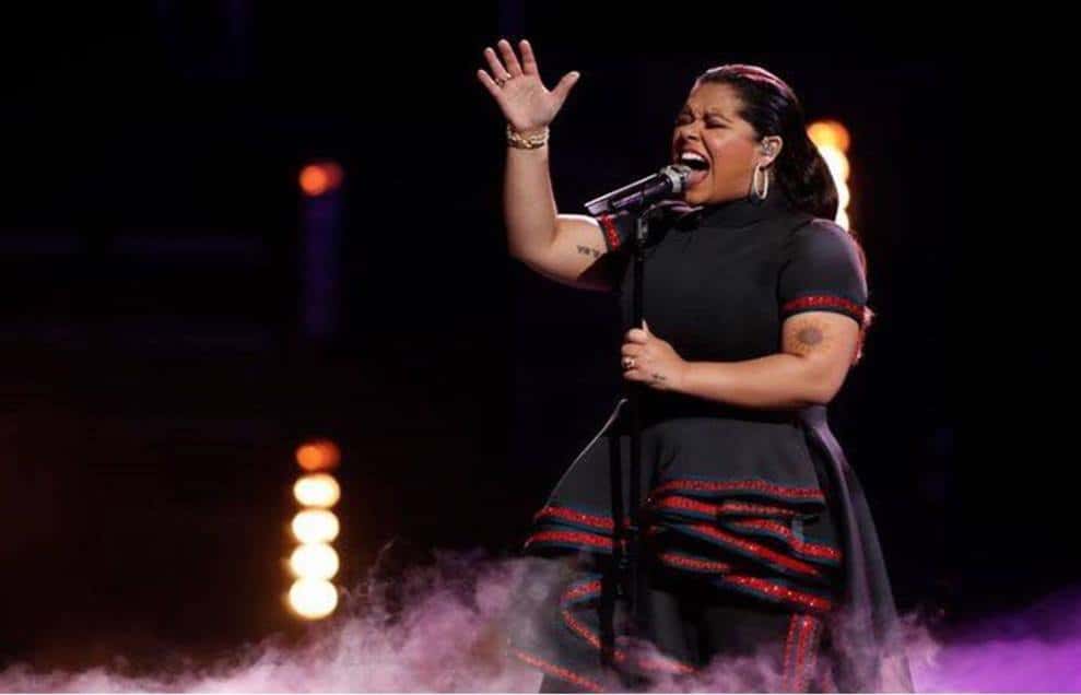 Brooke Simpson, a member of the Haliwa-Saponi Indian Tribe in North Carolina, sings on season 13 of NBC's "The Voice." She placed third in the national singing competition. Photo Courtesy A. Kay Oxendine