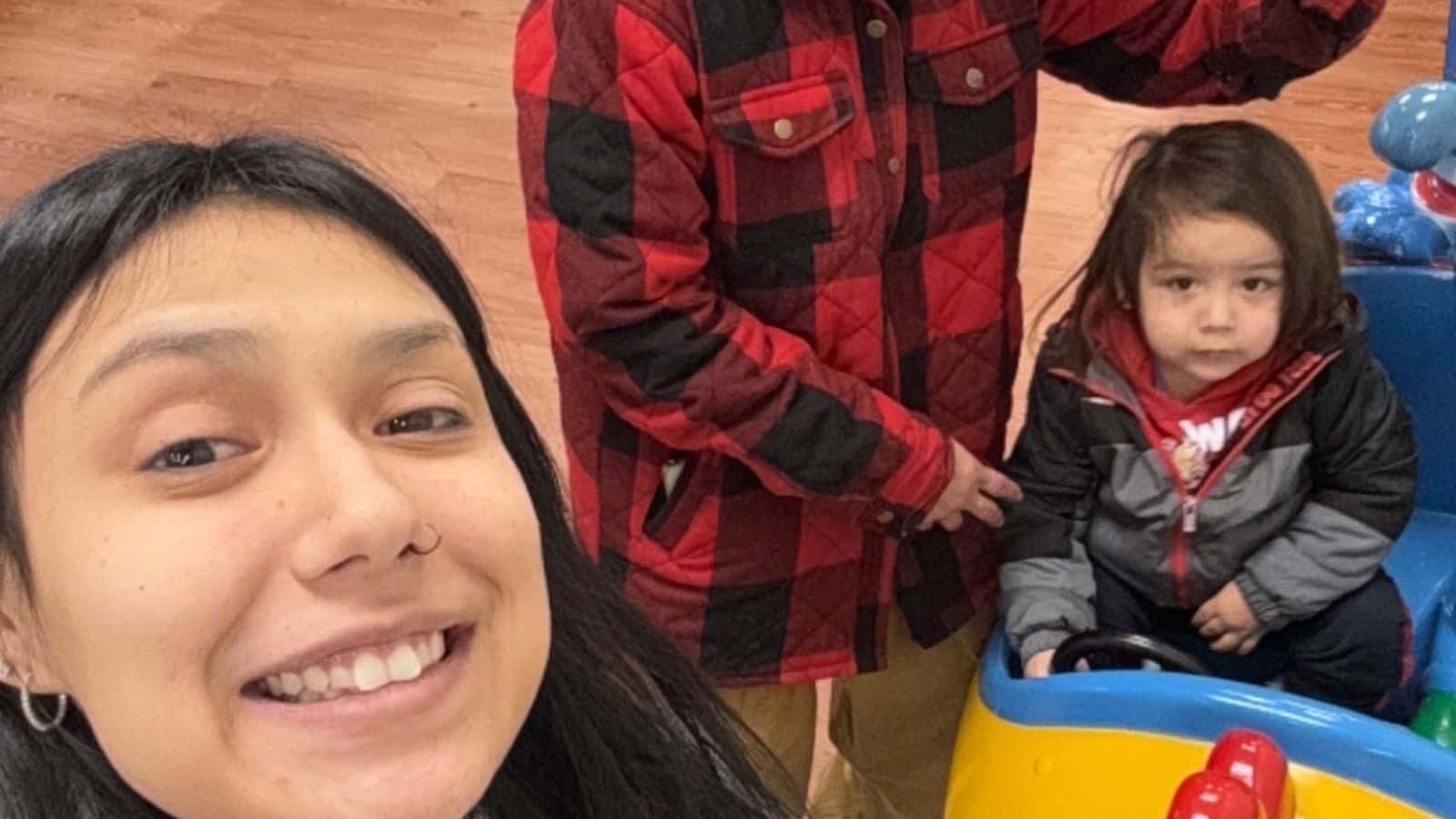 Alayzia Parisien, her brother Baby KJ, and Kristin Bruce, January 2025.