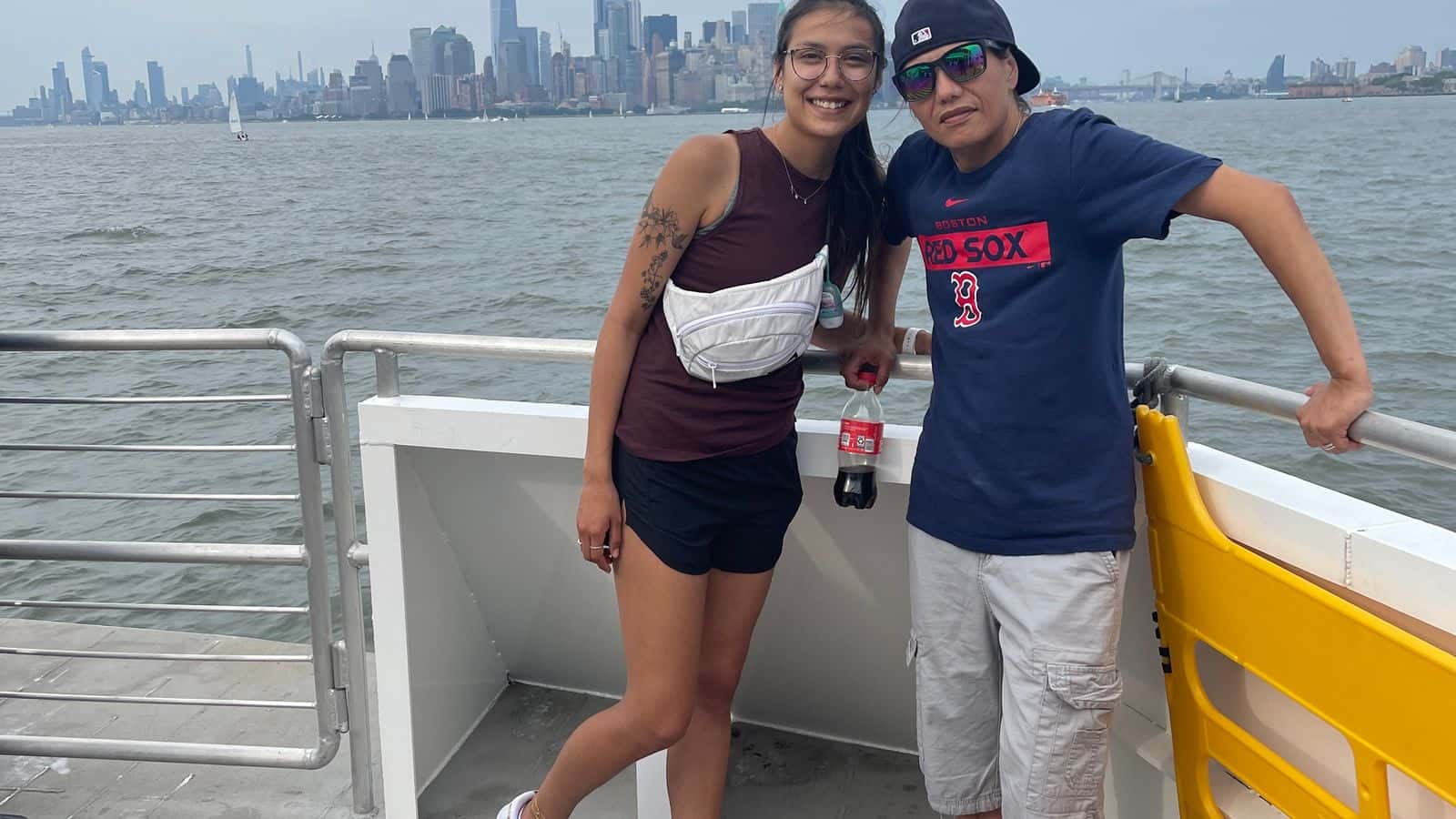 Alayzia Parisien and her mom, Kristin Bruce, take a New York City ferry ride, 2022.
