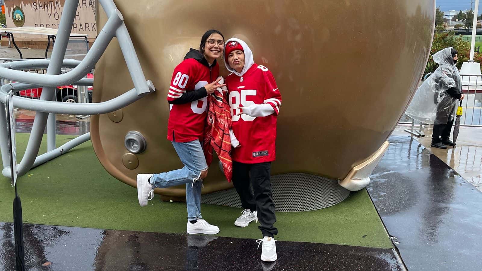 Alayzai Parisien and Kristin Bruce attend a 49ers game at Levi Stadium in Santa Clara, California, 2022.