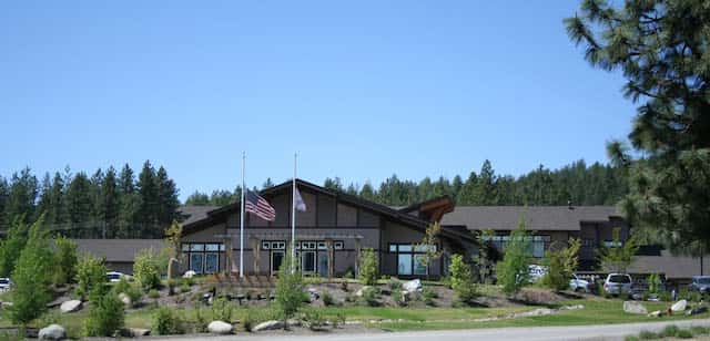 The Spokane Tribe's administration building in Wellpinit, Washington, is at the center of efforts to help citizens find jobs and get back to work. Federal and tribal policies can make it more costly for some to stay unemployed than to take a low-paying job. (Photo by Monica Peone/Rawhide Press/File Photo)