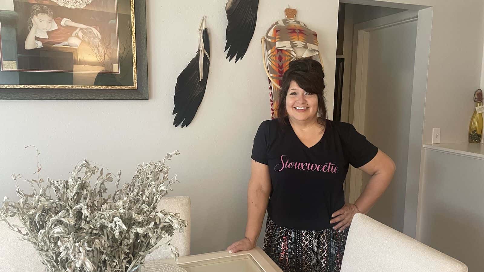 Annie High Elk is the recently hired community engagement coordinator for the Indigenous Media Freedom Alliance, a nonprofit news organization serving the Bismarck-Mandan area. The IMFA publishes at buffalosfire.com. Photo by Adrianna Adame.