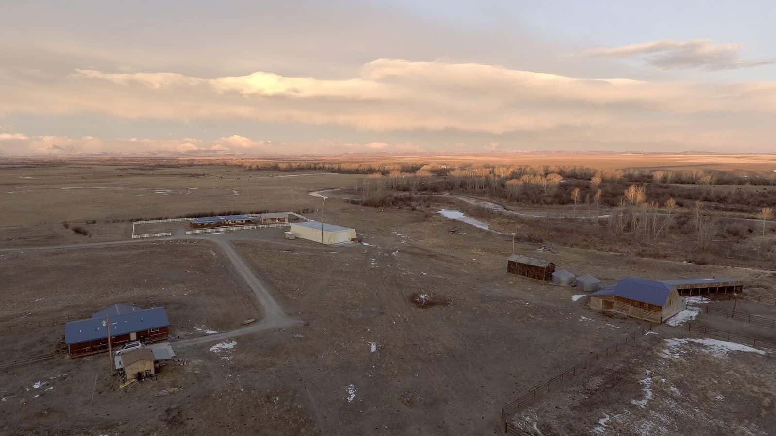 An aerial shot of Monti Pavatea Gilham and her mother, Mary Devereaux Garrett’s ranch, 
located on the Blackfeet Reservation in Northwestern Montana. 
Photo Credit / Monti Pavatea Gilham 