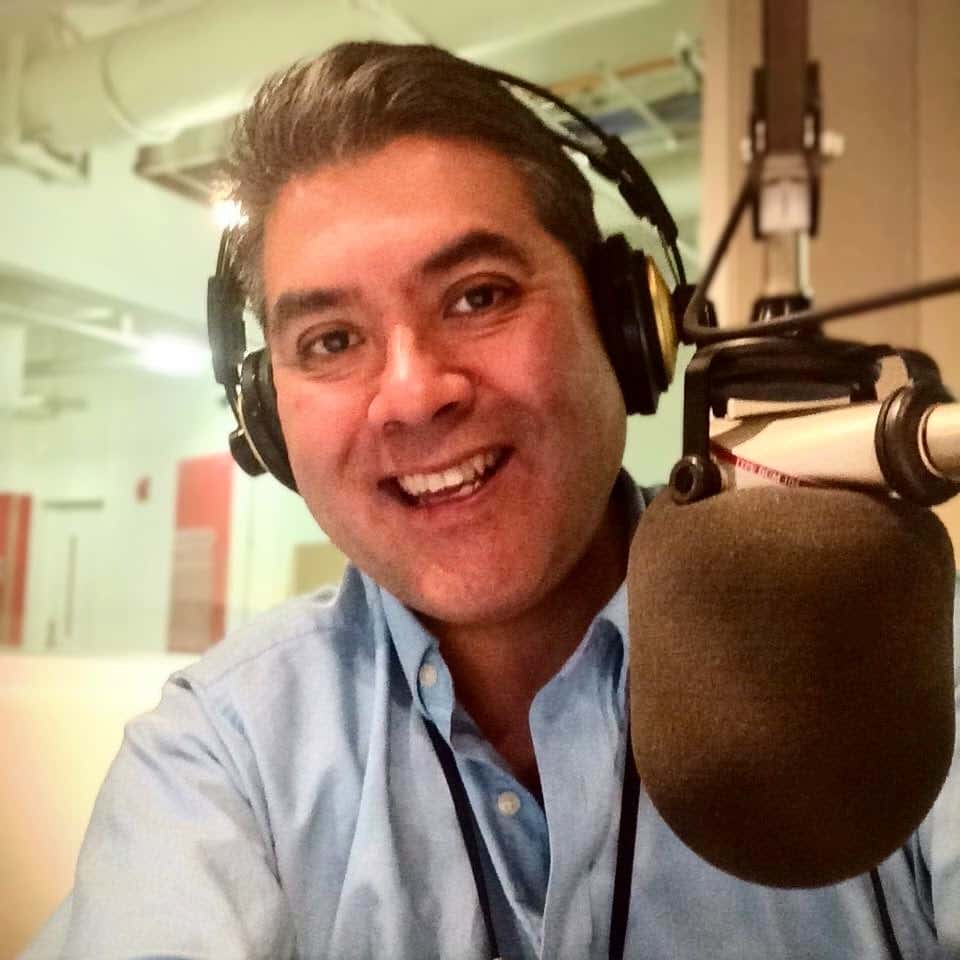 Brian Bull anchors the radio show All Things Considered for WCPN in Cleveland circa 2012.