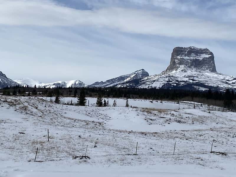 Chief Mountain on the Blackfeet Reservation in Montana can be seen from the Blood Tribe’s disputed treaty land area in Alberta, Canada. PHOTO: JoVonne Wagner 
