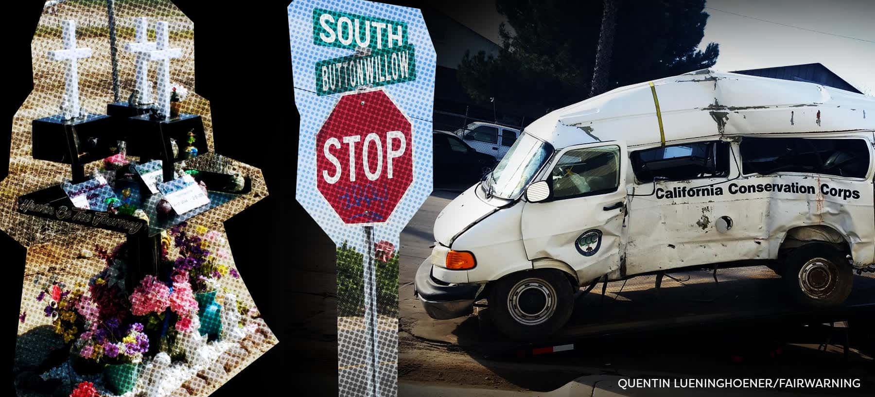 Scenes from the fatal crash - California Conservation Corps