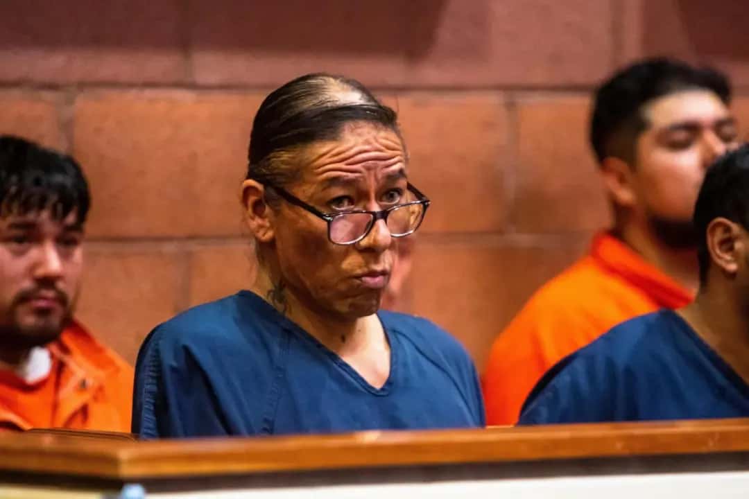 Nathan Chasing Horse seated in a court room, Monday, Feb. 6, 2023, in North Las Vegas, Nev. Nathan Chasing Horse appeared in court for the second time after his arrest on charges of sexual assault and human trafficking. (AP Photo/Ty O'Neil)
