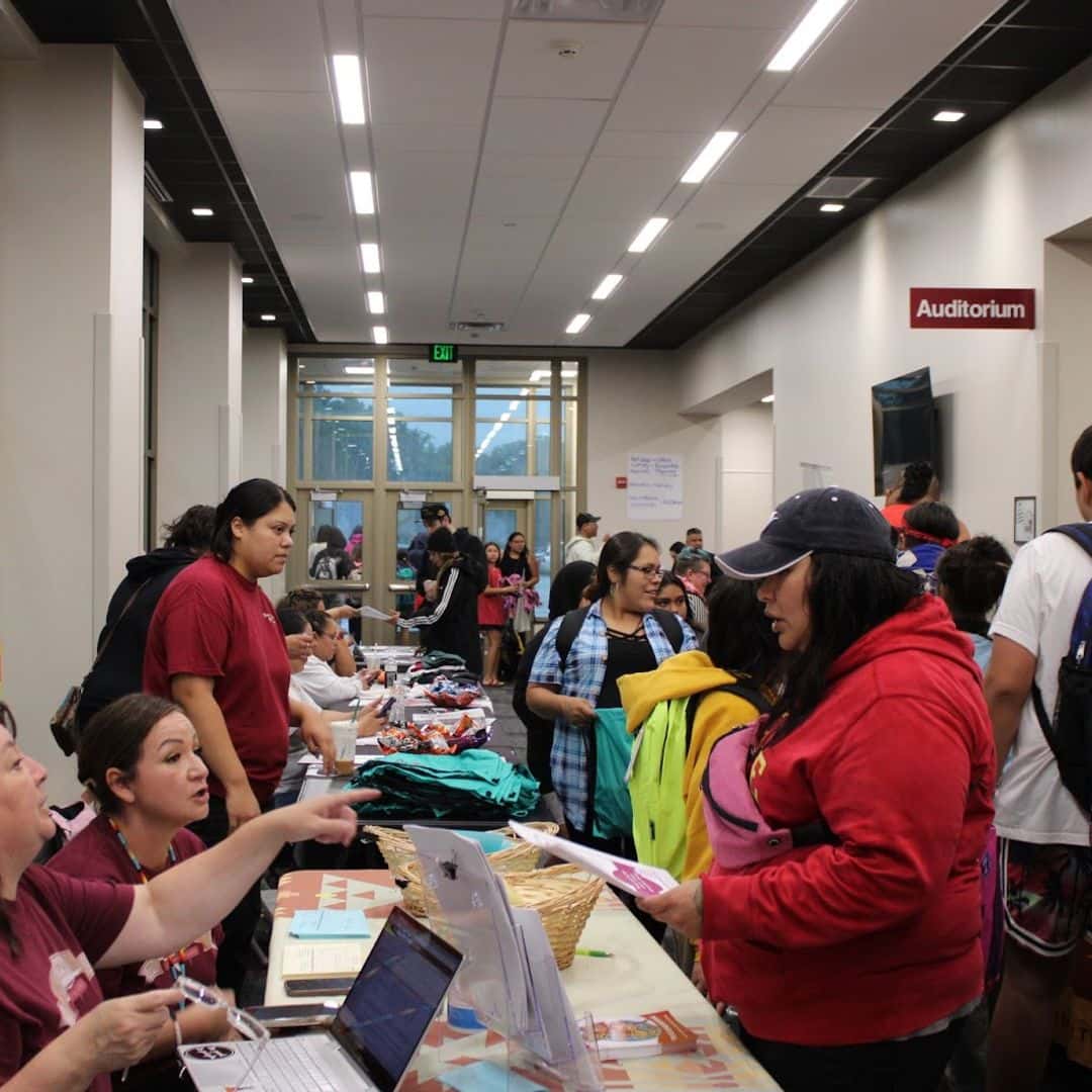 Crowd of Indigenous families