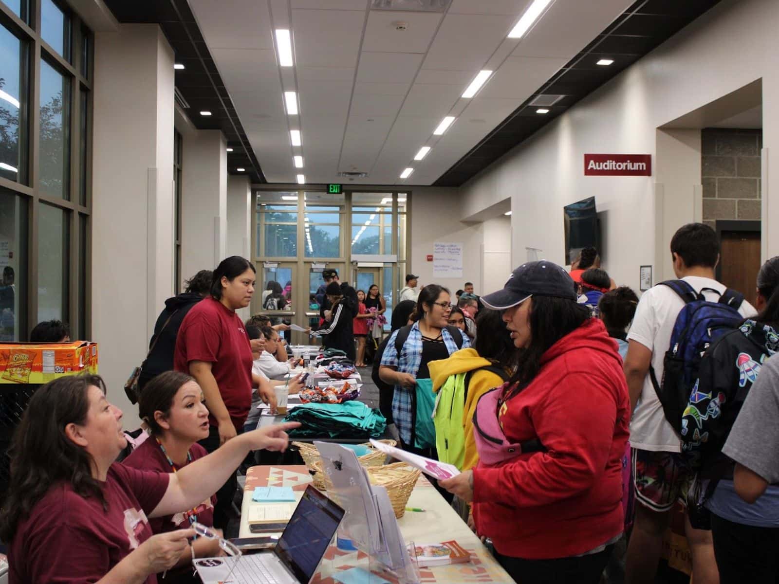 Crowd of Indigenous families