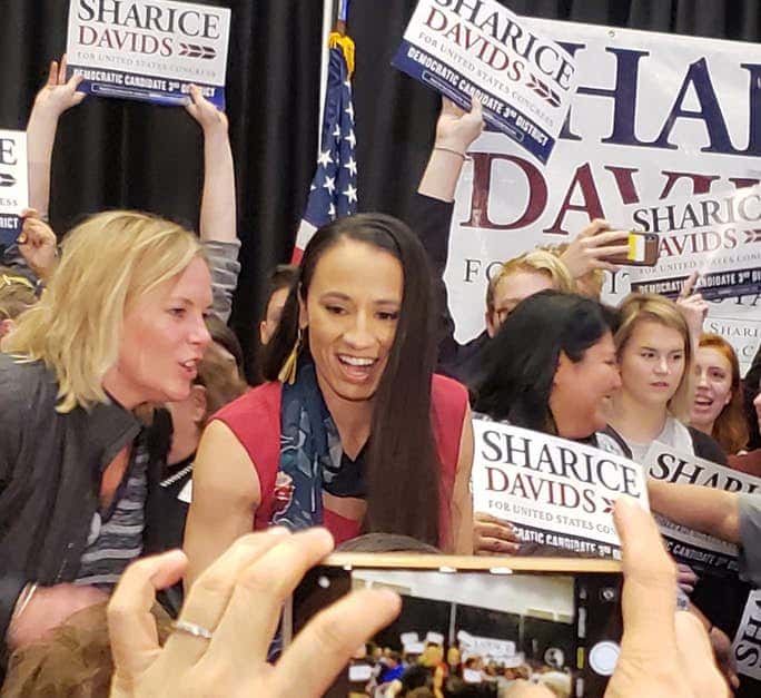 Rep.-elect Sharice Davids on Election Night. (Photo by Rhonda LeValdo)
