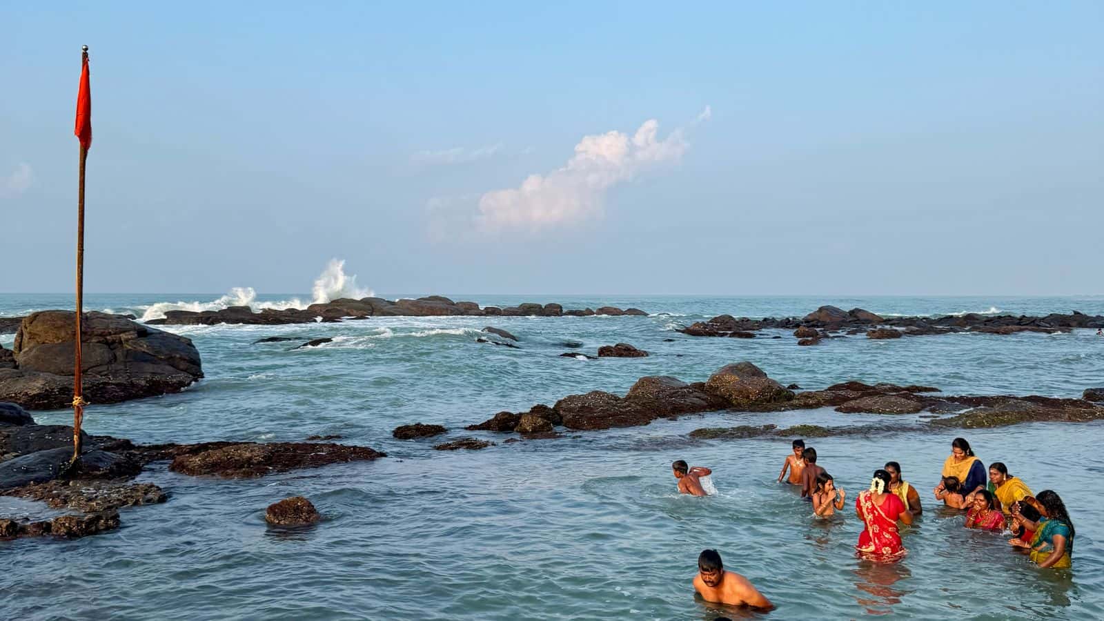 At the southernmost tip of India, in the Kanniyakumari district where the Bay of Bengal, the Indian Ocean, and the Arabian Sea meet, Hindus believe that bathing in these sacred waters at sunrise can cleanse the soul of bad karma.
April 2, 2025. (Photo credit: Babita Patel)