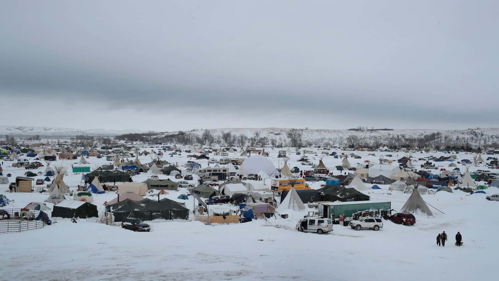 Opponents of the Dakota Access Pipeline camp north of the Standing Rock Sioux Reservation on Nov. 30, 2016, outside Cannon Ball, N.D. (Photo by Scott Olson/Getty Images)