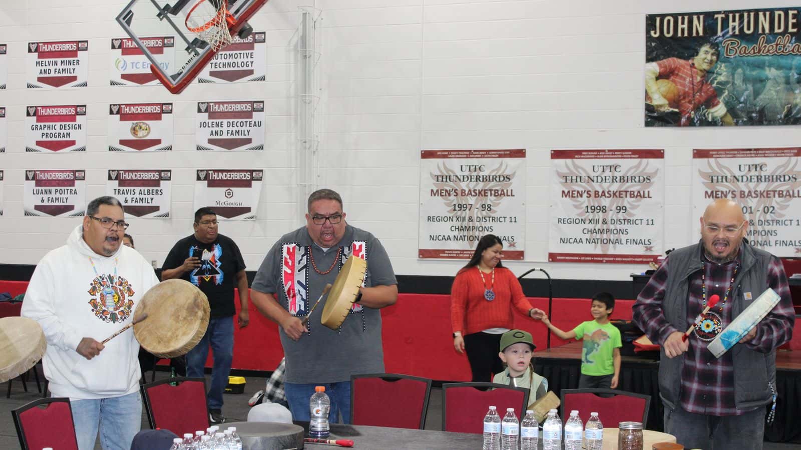 Opie Day performed a set of hand drum songs before passing four sticks and tobacco to another singer on Dec. 9. Photo credit/ Adrianna Adame