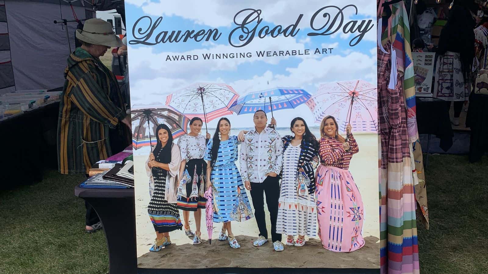 Board outside Lauren Good Day’s booth showcases models wearing her clothing brand (Sept 6.) (Buffalo’s Fire Photo/Jolan Kruse)