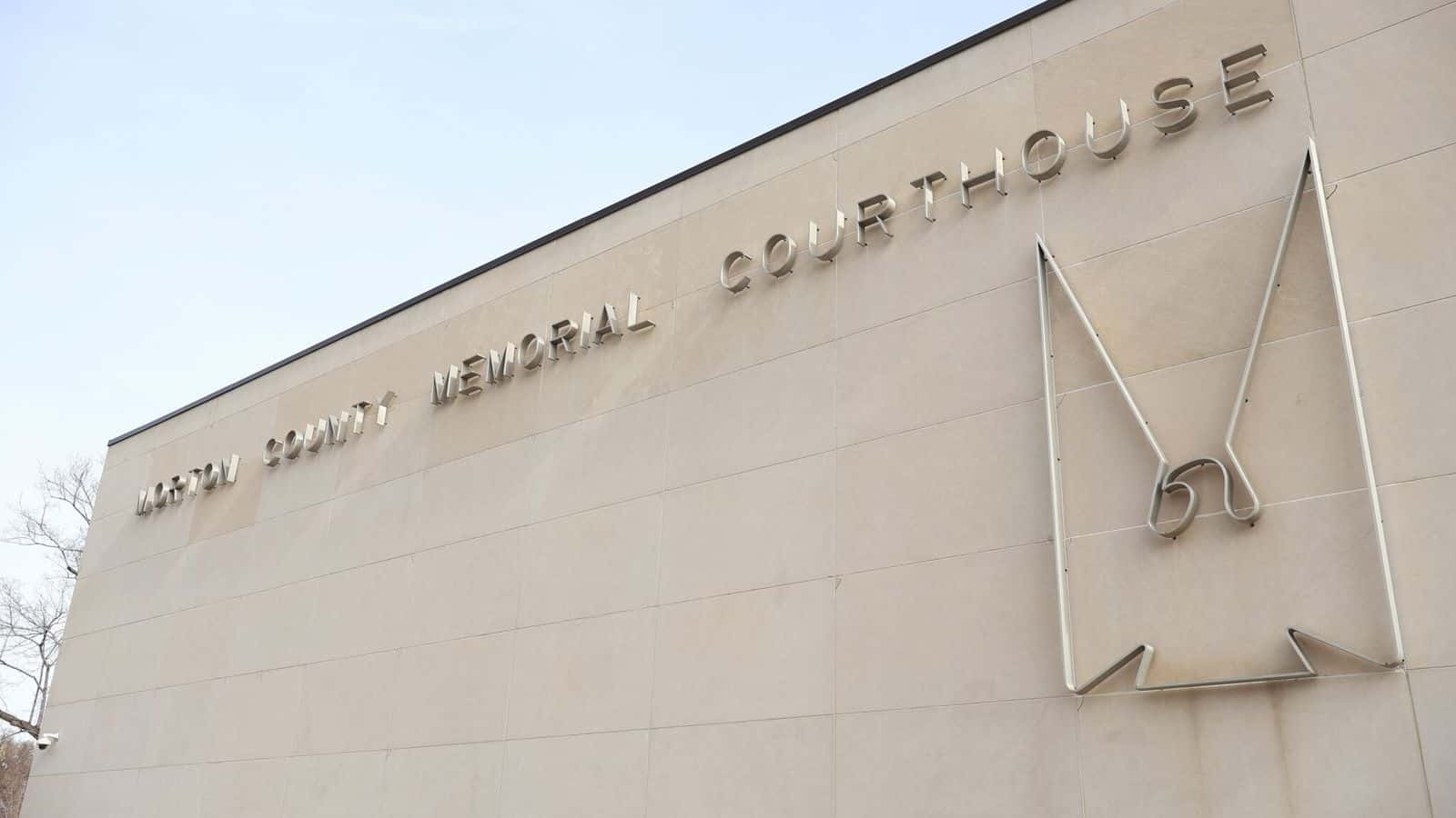  Exterior of the Morton County Courthouse in Mandan on Feb. 27, 2025. (Michael Achterling/North Dakota Monitor)