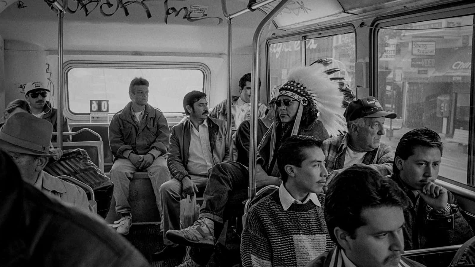 Zig Jackson’s 1990s series, Indian Man in San Francisco, can be seen at his latest exhibit at the San Francisco Museum of Modern Art until July 2025. Pictured is one of his most well-known photographs, Indian Man on Bus. (Photo courtesy of Zig Jackson)
