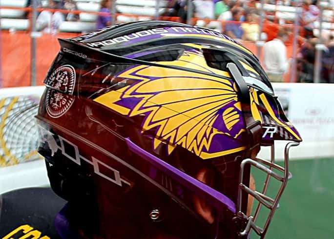 An Iroquois National player helmet. Photo Vincent Schilling