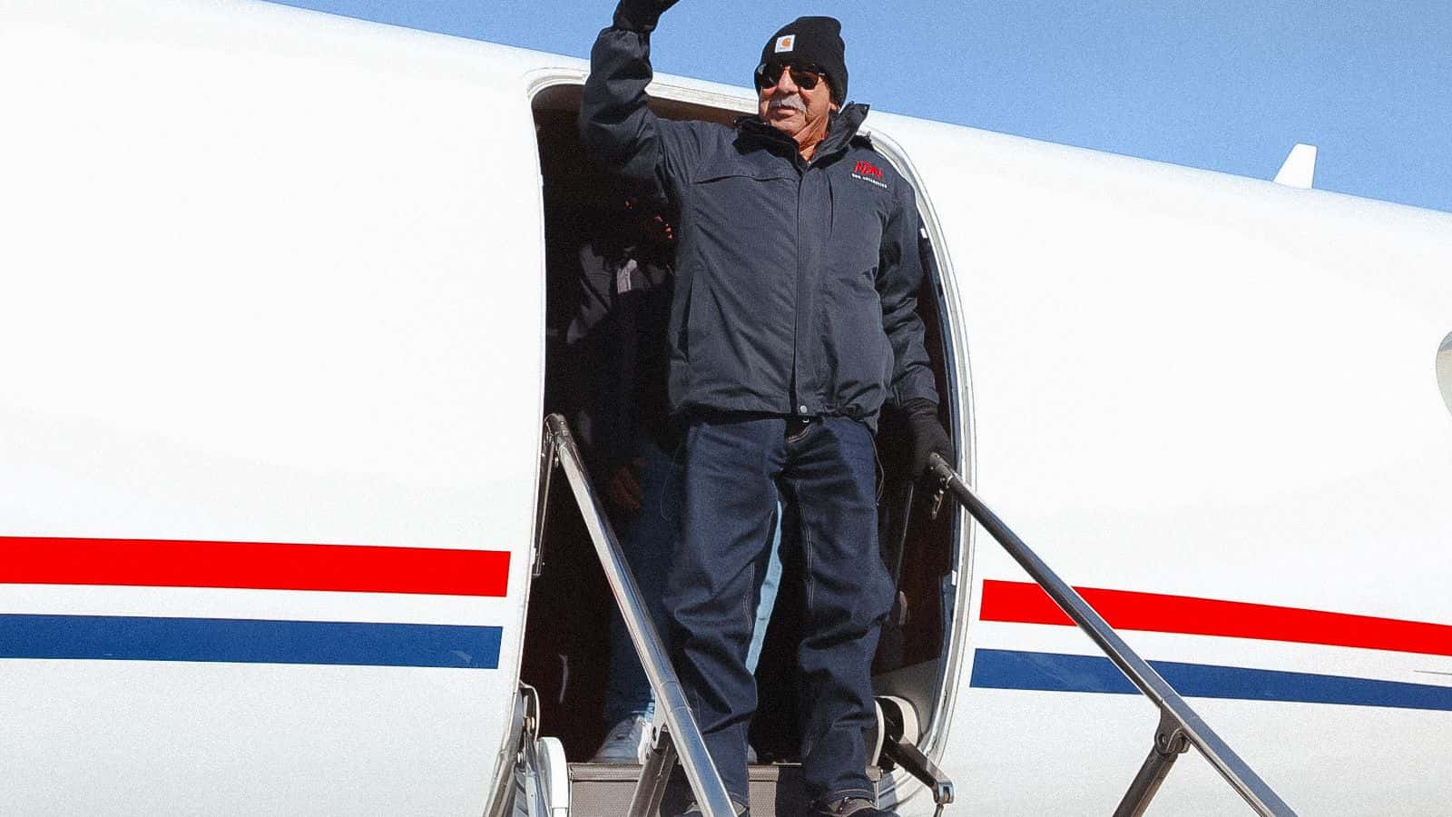 Native activist Leonard Peltier on flight, Feb. 18, 2025, after serving nearly 50 years in prison.