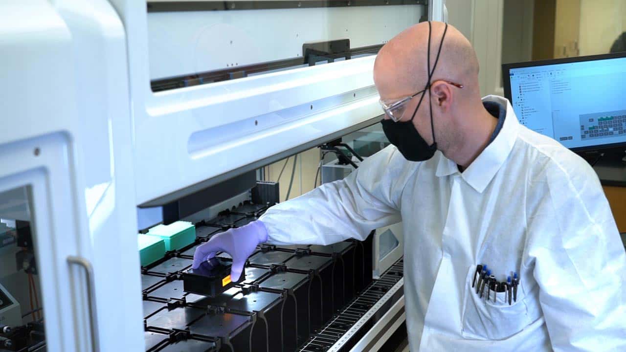 CDC laboratory robot performing SARS-CoV-2 antibody testing.