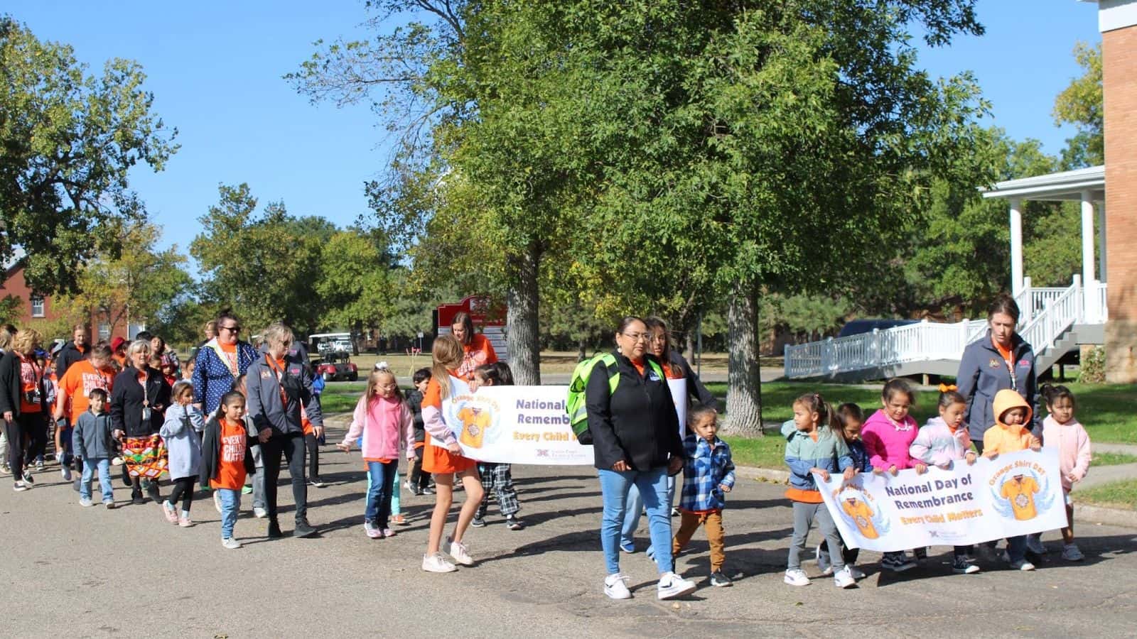 Dakota Goodhouse, a Native American studies instructor, presented his findings on the conditions of the Bismarck Indian Boarding School during United Tribes Technical College’s Orange Shirt Day event on Sept. 30. (Photo credit/ Adrianna Adame)