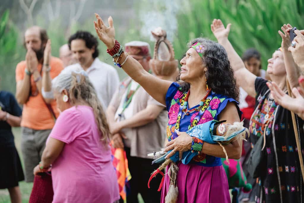  Adriana Alvarez, one of the event's organizers and the founder of La Ventana Palenque, the First Global Center For Indigenous Science and Ancestral Wisdom, at the opening ceremony of the event on March 17. Photo credit/Yolanda González