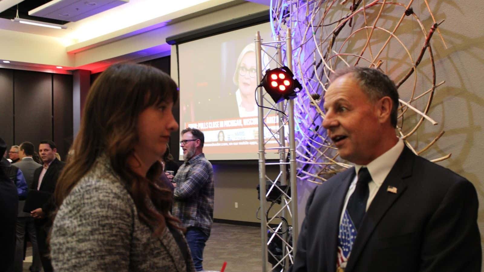 Randy Christmann made an appearance at the Republican watch party at Bismarck State College to connect and talk with voters on Nov. 5. (Photo credit/ Adrianna Adame)