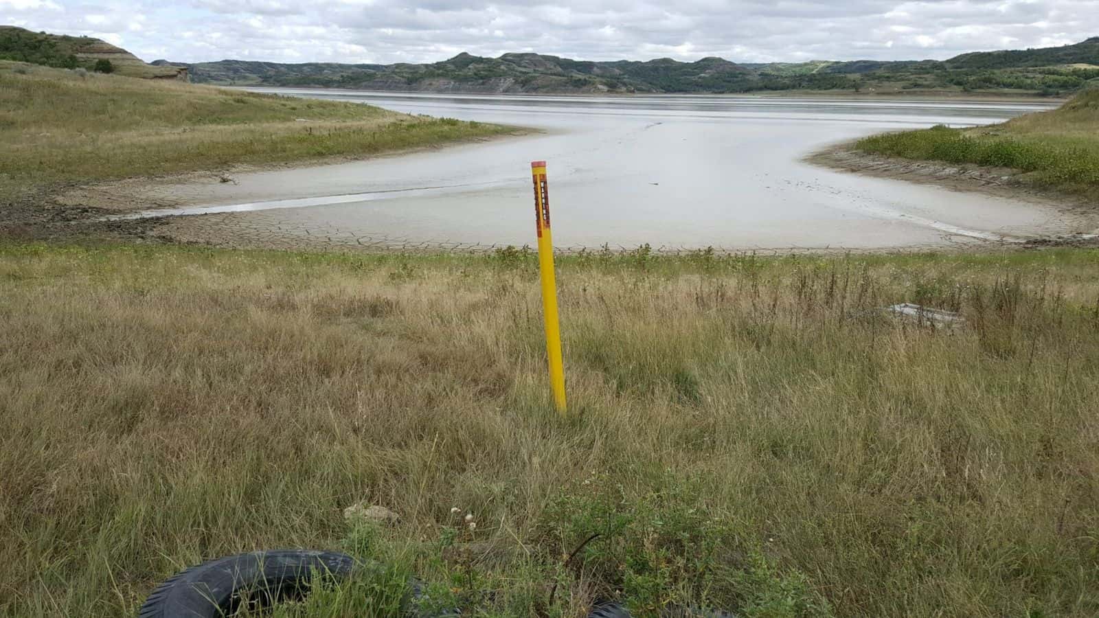 The Tesoro High Plains Pipeline carries crude oil beneath the Little Missouri River beyond the boundaries of the Fort Berthold Reservation in North Dakota. A Biden administration official wants a fresh look at the multi-million-dollar dispute between hundreds of Three Affiliated Tribes landowners and the pipeline company. Credit: Jodi Spotted Bear/Buffalo's Fire