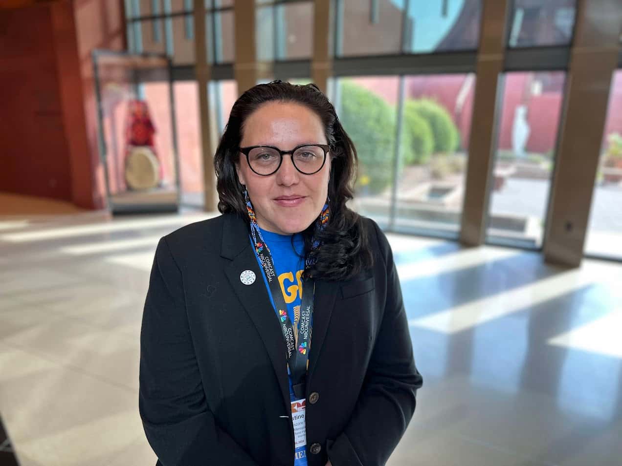 Photo: IJA president Christine Trudeau, at the Isleta Resort & Casino in Albuquerque, Aug. 15, 2025. (Photo credit: Brian Bull)