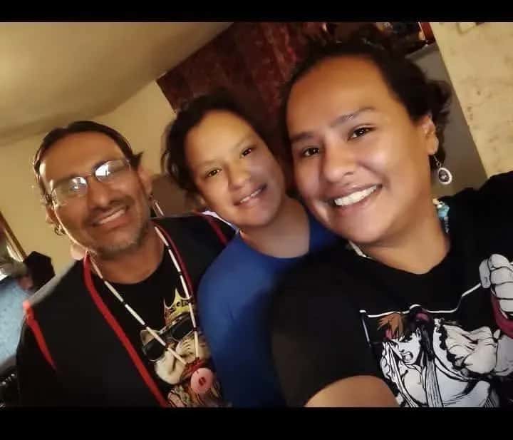 (L to R) Dustin Thompson, Xia Brave Bull, and Tianna Thompson