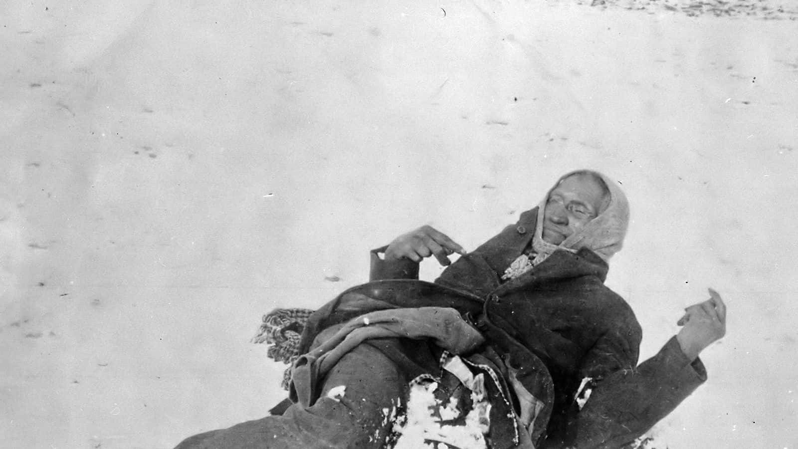 Miniconjou Chief Spotted Elk (aka Big Foot) lies dead in the snow after the massacre at Wounded Knee, January 1, 1891. (U.S. National Archives and Records Administration/unknown photographer)