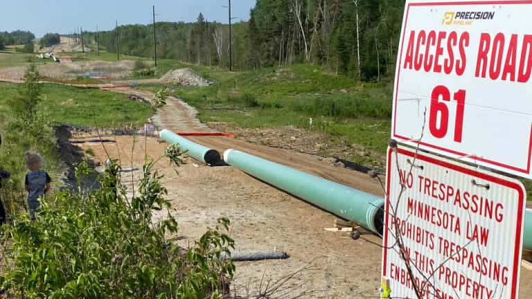 Water protectors tour an Enbridge Line 3 construction site near Park Rapids, Minnesota, on June 6, 2021. (Photo by Mary Annette Pember/Indian Country Today)