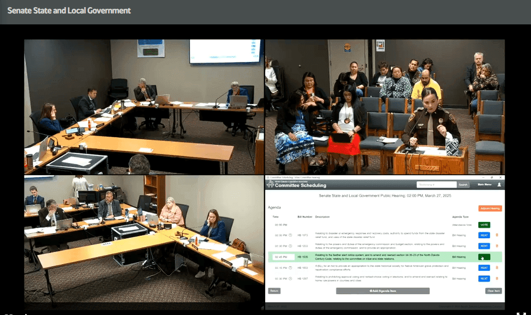 Lt. Jenna Clawson Huibregtse, of the North Dakota Highway Patrol, testified against House Bill 1535 on March 27 in the state legislature. (Photo credit: screen grab)